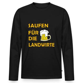 saufen fuer die Landwirte - Männer Premium Bio Langarmshirt - Schwarz - Vorne - Nico (187cm)
