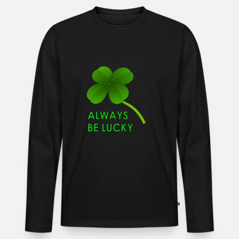 always be lucky - Männer Premium Bio Langarmshirt - Schwarz
