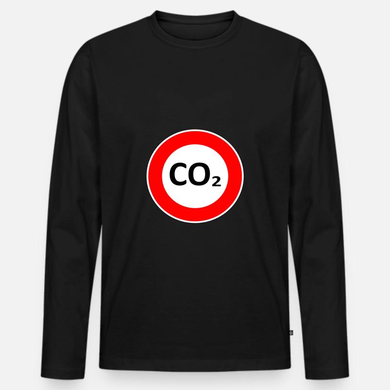 CO2 Schild - Männer Premium Bio Langarmshirt - Schwarz
