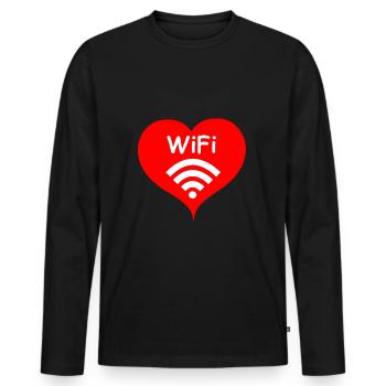 love wifi - Men's Premium Organic Long Sleeve Shirt - black - Front - Nico (187cm)