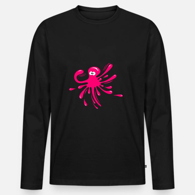 Oktopus - Männer Premium Bio Langarmshirt - Schwarz