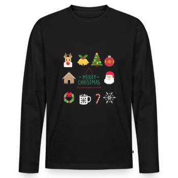 Merry Christmas - T-shirt manches longues Premium bio Homme - noir - Devant - Nico (187cm)