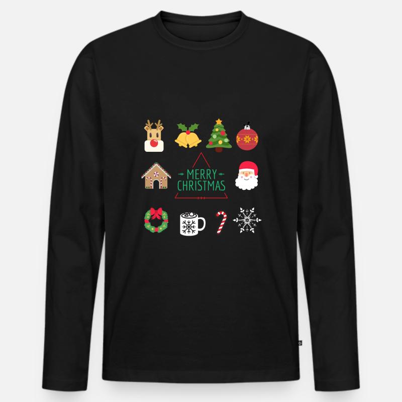 Fröhliche Weihnachten - Männer Premium Bio Langarmshirt - Schwarz