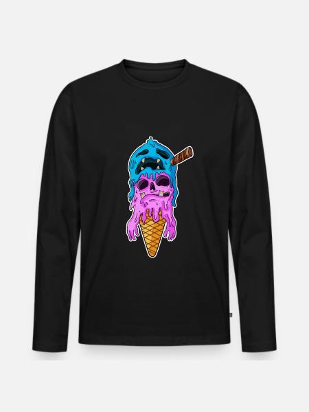 Ice Cream Zombie - Men's Premium Organic Long Sleeve Shirt - black