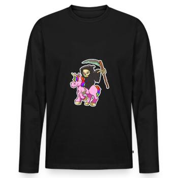 Cadeau Licorne et Grim Reaper - T-shirt manches longues Premium bio Homme - noir - Devant - Nico (187cm)