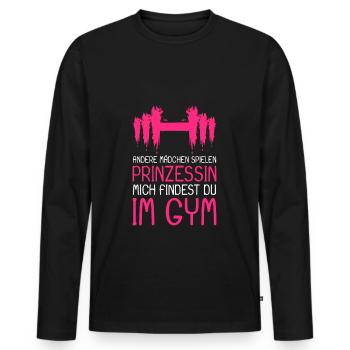 Princesse Gym disant - Princesse dans la salle de gym - T-shirt manches longues Premium bio Homme - noir - Devant - Nico (187cm)