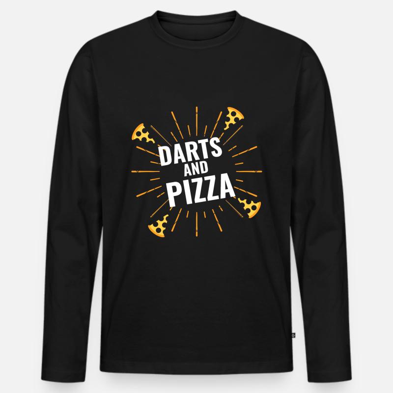 Darts & Pizza - Männer Premium Bio Langarmshirt - Schwarz