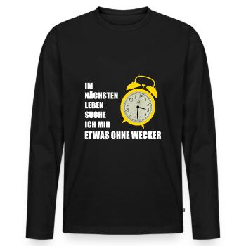 etwas ohne Wecker - Männer Premium Bio Langarmshirt - Schwarz - Vorne - Nico (187cm)