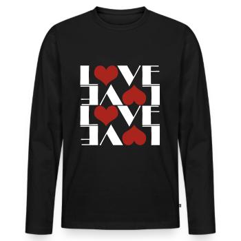 Coeurs d’AMOUR - T-shirt manches longues Premium bio Homme - noir - Devant - Nico (187cm)