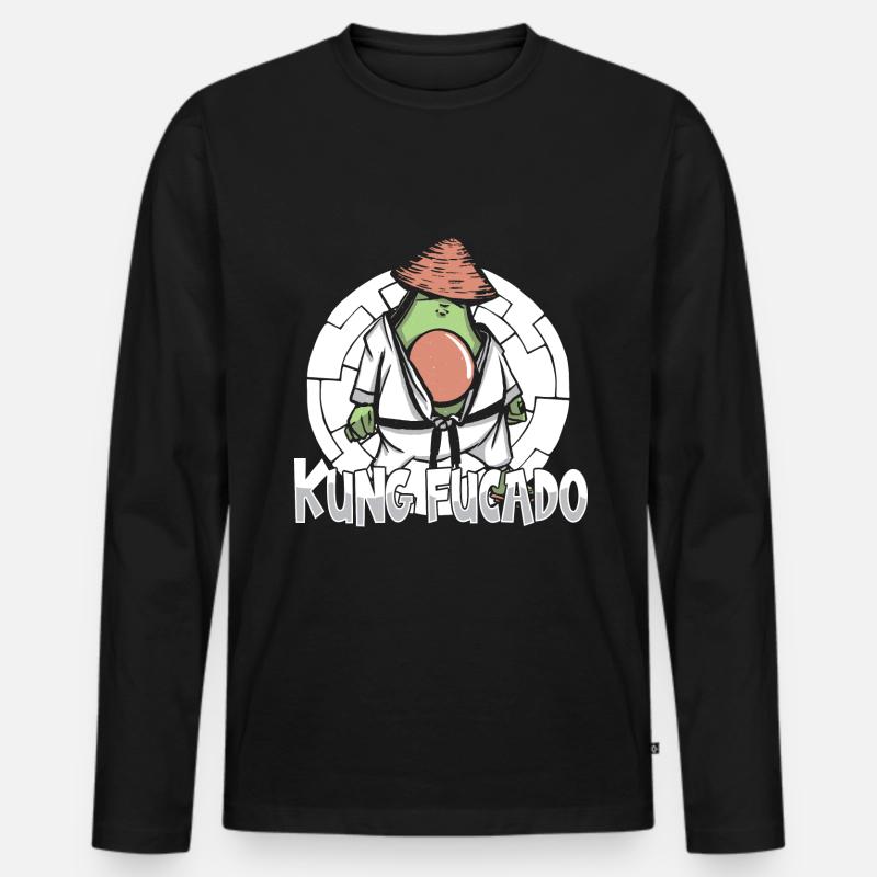 Kung Fu - Männer Premium Bio Langarmshirt - Schwarz