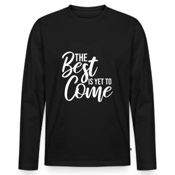 Le meilleur est encore à venir - T-shirt manches longues Premium bio Homme - noir - Devant - Nico (187cm)