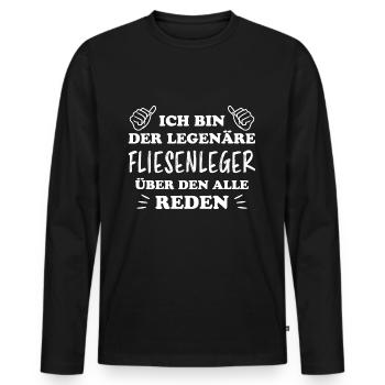 Fliesenleger Lustig Spruch Job Bodenleger Geschenk - Männer Premium Bio Langarmshirt - Schwarz - Vorne - Nico (187cm)
