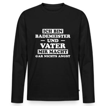 Bademeister Beruf Lustiger Spruch Freibad Geschenk - Männer Premium Bio Langarmshirt - Schwarz - Vorne - Nico (187cm)
