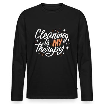 Putzen Waschen Haushalt Sauberkeit Reinigen - Männer Premium Bio Langarmshirt - Schwarz - Vorne - Nico (187cm)
