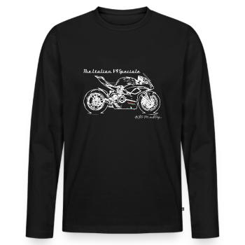 Duc Italien Panigale v4 Motorrad - Männer Premium Bio Langarmshirt - Schwarz - Vorne - Nico (187cm)