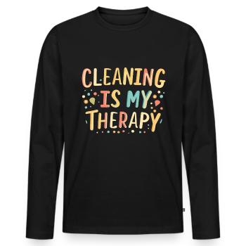 Putzfrau - Männer Premium Bio Langarmshirt - Schwarz - Vorne - Nico (187cm)