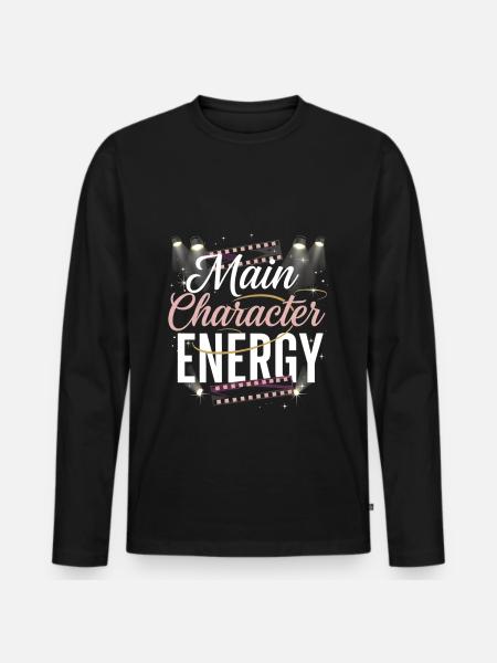 Main character energy - Männer Premium Bio Langarmshirt - Schwarz