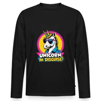 I'm a unicorn in disguise - Men's Premium Organic Long Sleeve Shirt - black - Front - Nico (187cm)