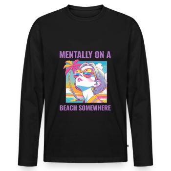 Mentally at the Beach - Men's Premium Organic Long Sleeve Shirt - black - Front - Nico (187cm)