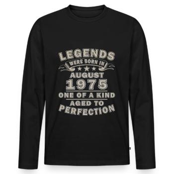 August 1975 Geburtstagsgeschenk August 1975 August - Männer Premium Bio Langarmshirt - Schwarz - Vorne - Nico (187cm)