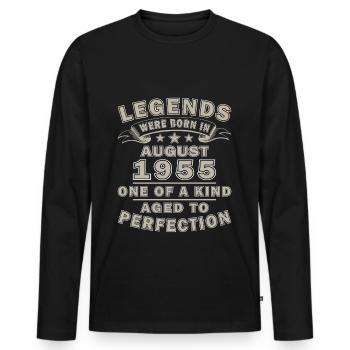 Août 1955 Rétro Août 1955 Août 1955 Anniversaire - T-shirt manches longues Premium bio Homme - noir - Devant - Nico (187cm)