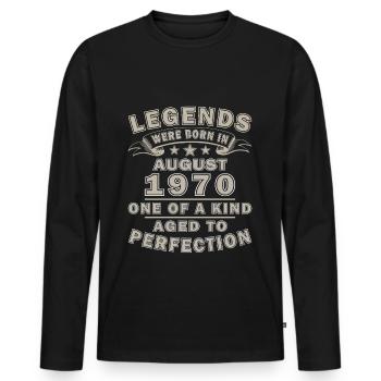 Août 1970 Anniversaire Août 1970 Millésime Août - T-shirt manches longues Premium bio Homme - noir - Devant - Nico (187cm)