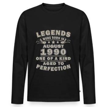 August 1990 Birthday August 1990 Vintage August - Men's Premium Organic Long Sleeve Shirt - black - Front - Nico (187cm)