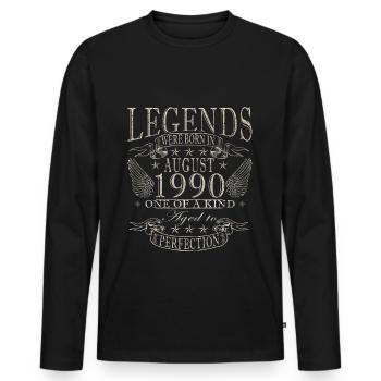 August 1990 Birthday August 1990 Vintage August - Men's Premium Organic Long Sleeve Shirt - black - Front - Nico (187cm)