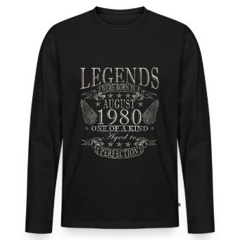 August 1980 Birthday August 1980 Vintage August - Men's Premium Organic Long Sleeve Shirt - black - Front - Nico (187cm)