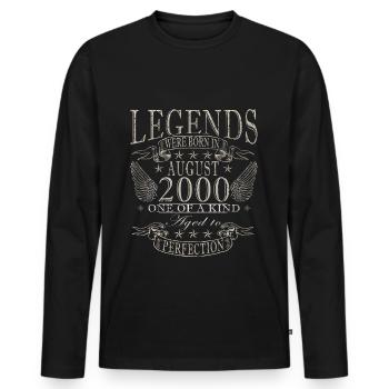 25ème anniversaire cadeau mari Original août 2000 - T-shirt manches longues Premium bio Homme - noir - Devant - Nico (187cm)