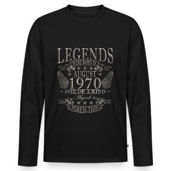 Août 1970 Anniversaire Août 1970 Millésime Août - T-shirt manches longues Premium bio Homme - noir - Devant - Nico (187cm)