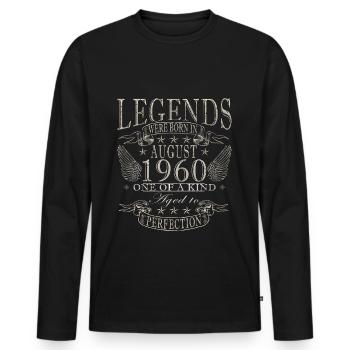 Août 1960 Rétro Août 1960 Août 1960 Jubilé - T-shirt manches longues Premium bio Homme - noir - Devant - Nico (187cm)