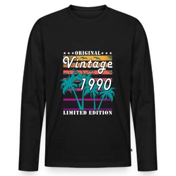 Millésime 1990 - T-shirt manches longues Premium bio Homme - noir - Devant - Nico (187cm)