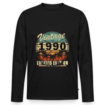 1990 - Né en 1990 - Né en 1990 - T-shirt manches longues Premium bio Homme - noir - Devant - Nico (187cm)