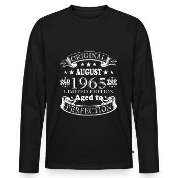 August 1965 Birthday August 1965 Vintage August - Men's Premium Organic Long Sleeve Shirt - black - Front - Nico (187cm)