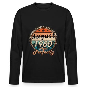 August 1980 Birthday August 1980 Vintage August - Men's Premium Organic Long Sleeve Shirt - black - Front - Nico (187cm)