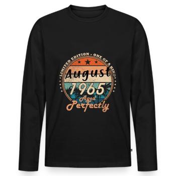 August 1965 Birthday August 1965 Vintage August - Men's Premium Organic Long Sleeve Shirt - black - Front - Nico (187cm)