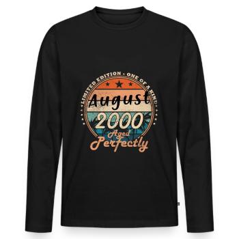 25ème anniversaire cadeau mari Original août 2000 - T-shirt manches longues Premium bio Homme - noir - Devant - Nico (187cm)