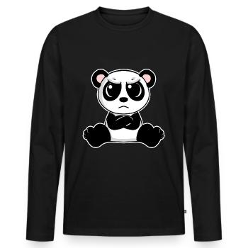 Cute panda is annoyed - Men's Premium Organic Long Sleeve Shirt - black - Front - Nico (187cm)
