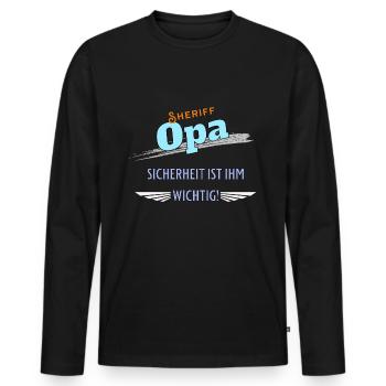 Opa Sheriff Großvater Geschenkidee Opi - Männer Premium Bio Langarmshirt - Schwarz - Vorne - Nico (187cm)