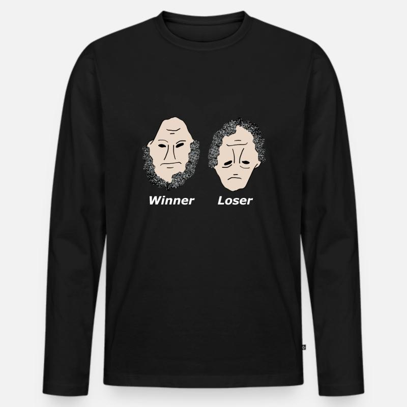 Winner Loser white vd - Männer Premium Bio Langarmshirt - Schwarz