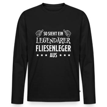 Fliesenleger Lustig Spruch Job Bodenleger Geschenk - Männer Premium Bio Langarmshirt - Schwarz - Vorne - Nico (187cm)