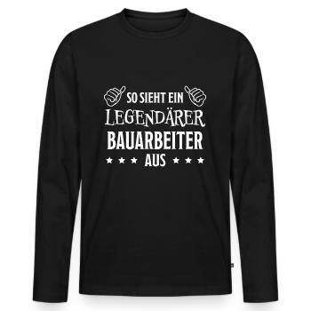 Bauarbeiter Lustiger Spruch Bauarbeiter Geschenk - Männer Premium Bio Langarmshirt - Schwarz - Vorne - Nico (187cm)