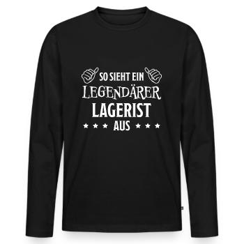 Lagerist Spruch Stablerfahrer Logistiker Geschenk - Männer Premium Bio Langarmshirt - Schwarz - Vorne - Nico (187cm)