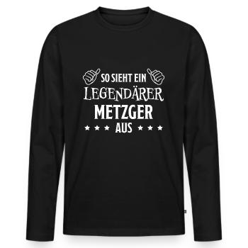 Metzger Beruf Lustiger Spruch Fleischer Geschenk - Männer Premium Bio Langarmshirt - Schwarz - Vorne - Nico (187cm)