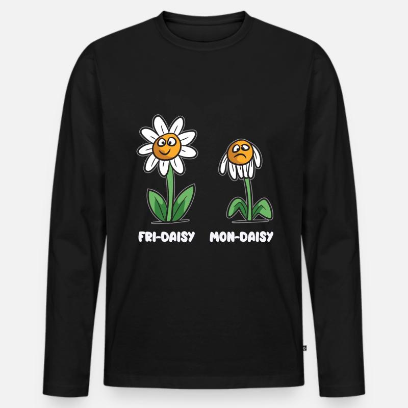 Leben eines Gänseblümchen Mon-Daisy Fri-Daisy - Männer Premium Bio Langarmshirt - Schwarz