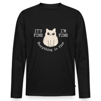 Alles ist gut - Mürrisch - Schlechte Laune - Männer Premium Bio Langarmshirt - Schwarz - Vorne - Nico (187cm)