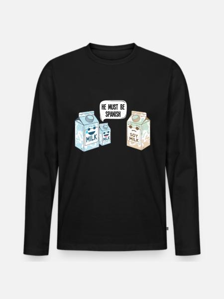 Sojamilch - Soy Milk spanisch - Männer Premium Bio Langarmshirt - Schwarz