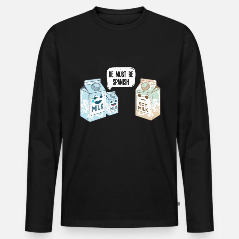 Sojamilch - Soy Milk spanisch - Männer Premium Bio Langarmshirt - Schwarz
