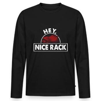 Hey Nice Rack Ribs Grill BBQ Short Ribs Rack - Männer Premium Bio Langarmshirt - Schwarz - Vorne - Nico (187cm)